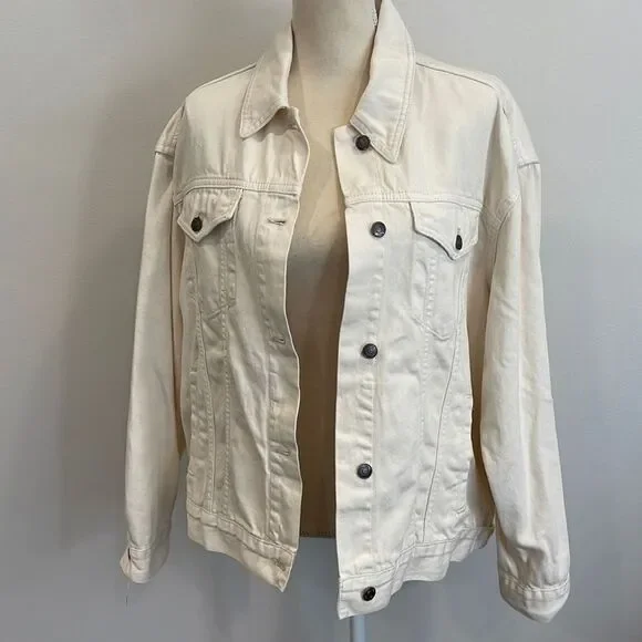 Free People Jolene Trucker Jacket in Ecru - Size Medium - Picture 3 of 7